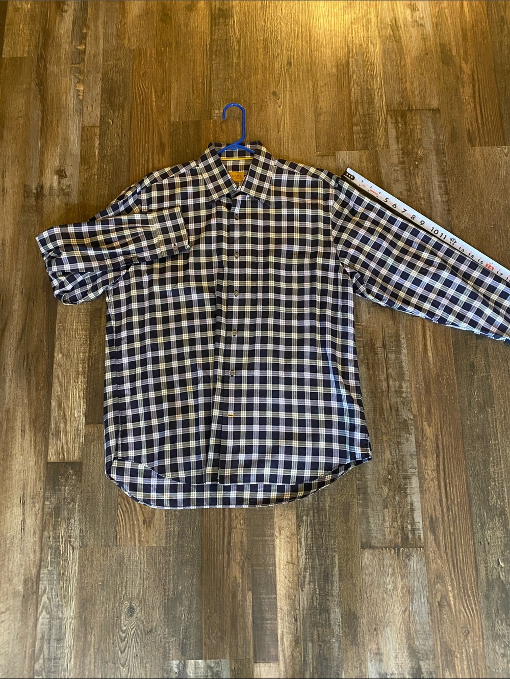 Robert Talbott Navy, White and Black Plaid Button-Down Shirt